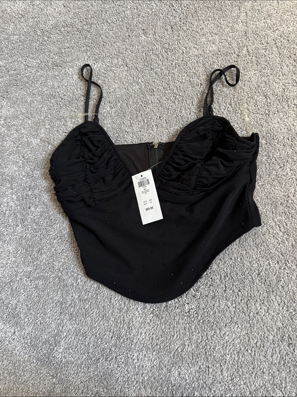Black Ruched Bustier Tank Top - Women